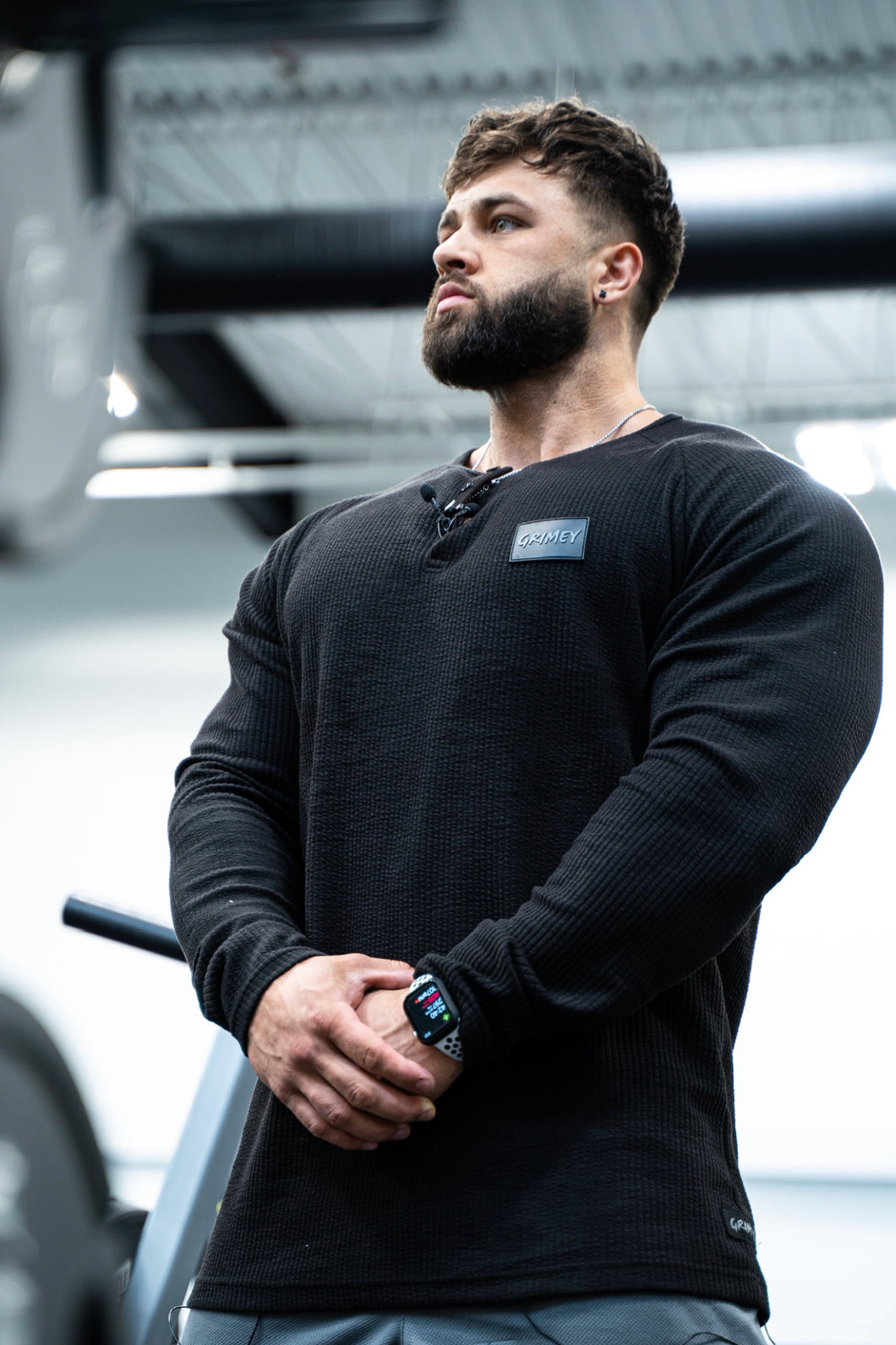 Bodybuilding Henley- Black